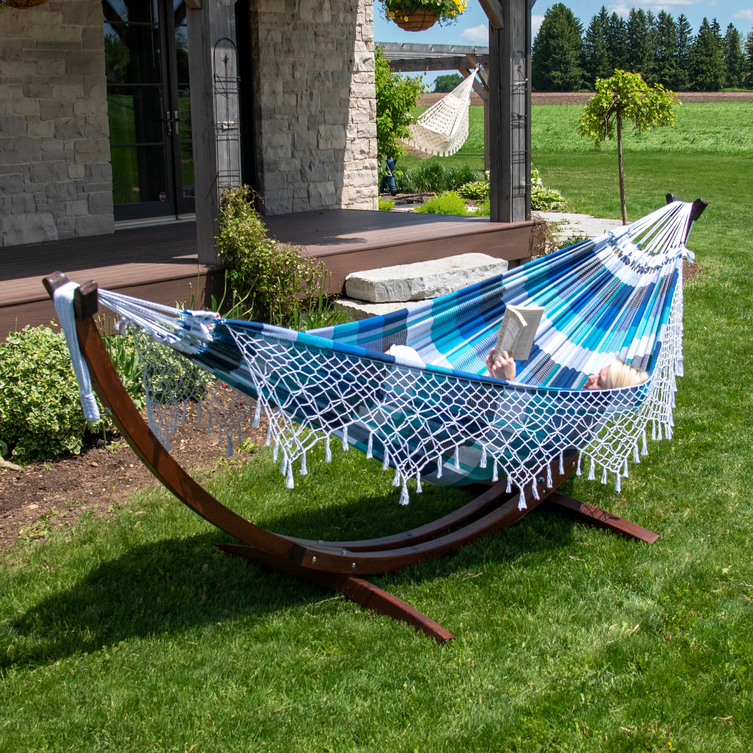 Solid Pine Arc Hammock Stand (305 cm) - Brown