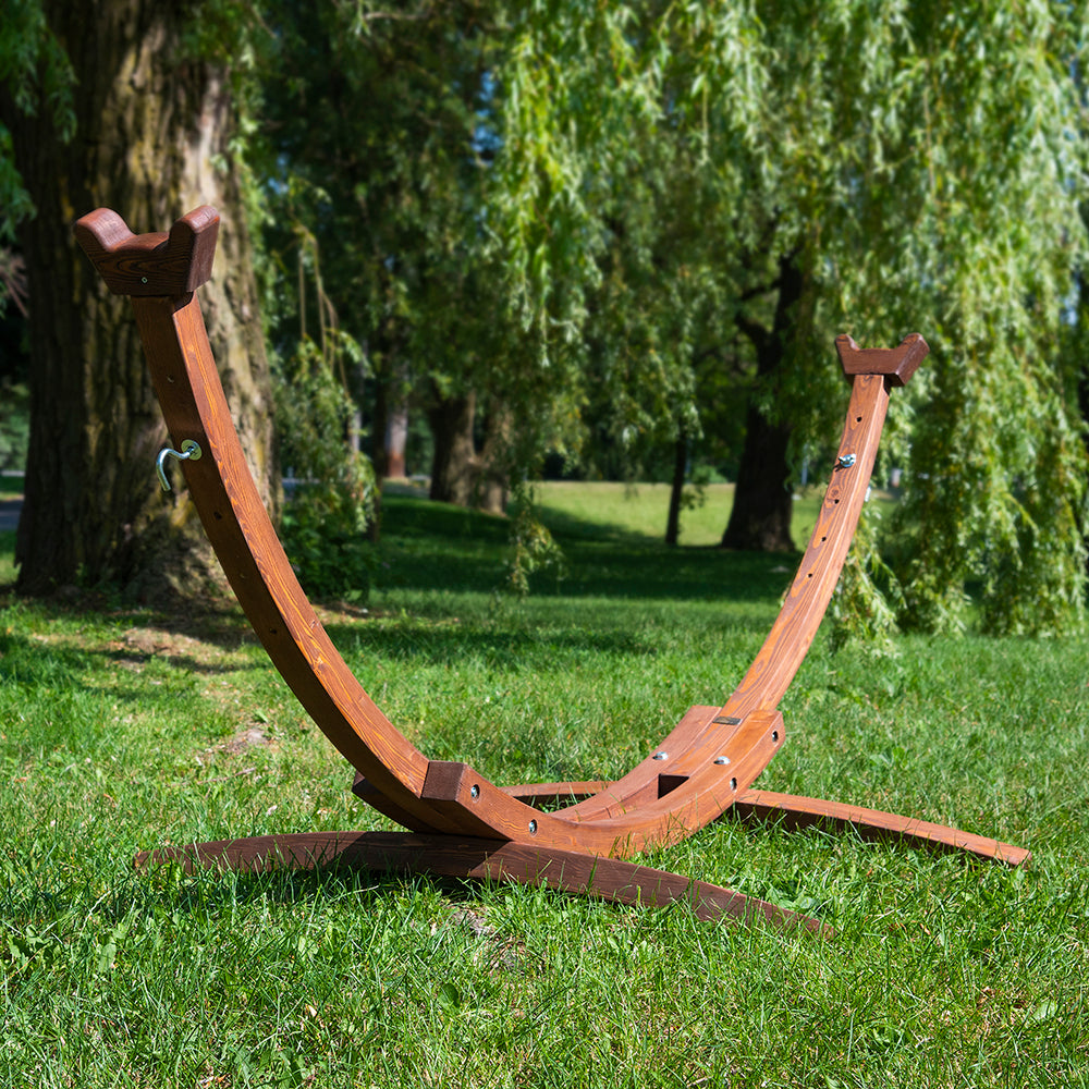 Solid Pine Arc Hammock Stand (305 cm) - Brown