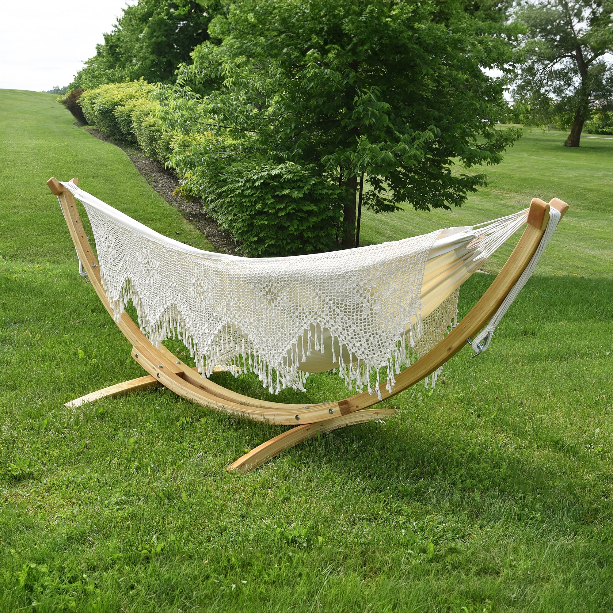 Solid Pine Arc Hammock Stand (305 cm) - Natural
