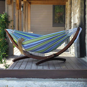 Double Cotton Hammock with Solid Pine Stand (260cm) - Oasis