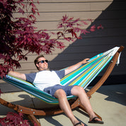 Double Cotton Hammock with Solid Pine Stand (260cm) - Cayo Reef