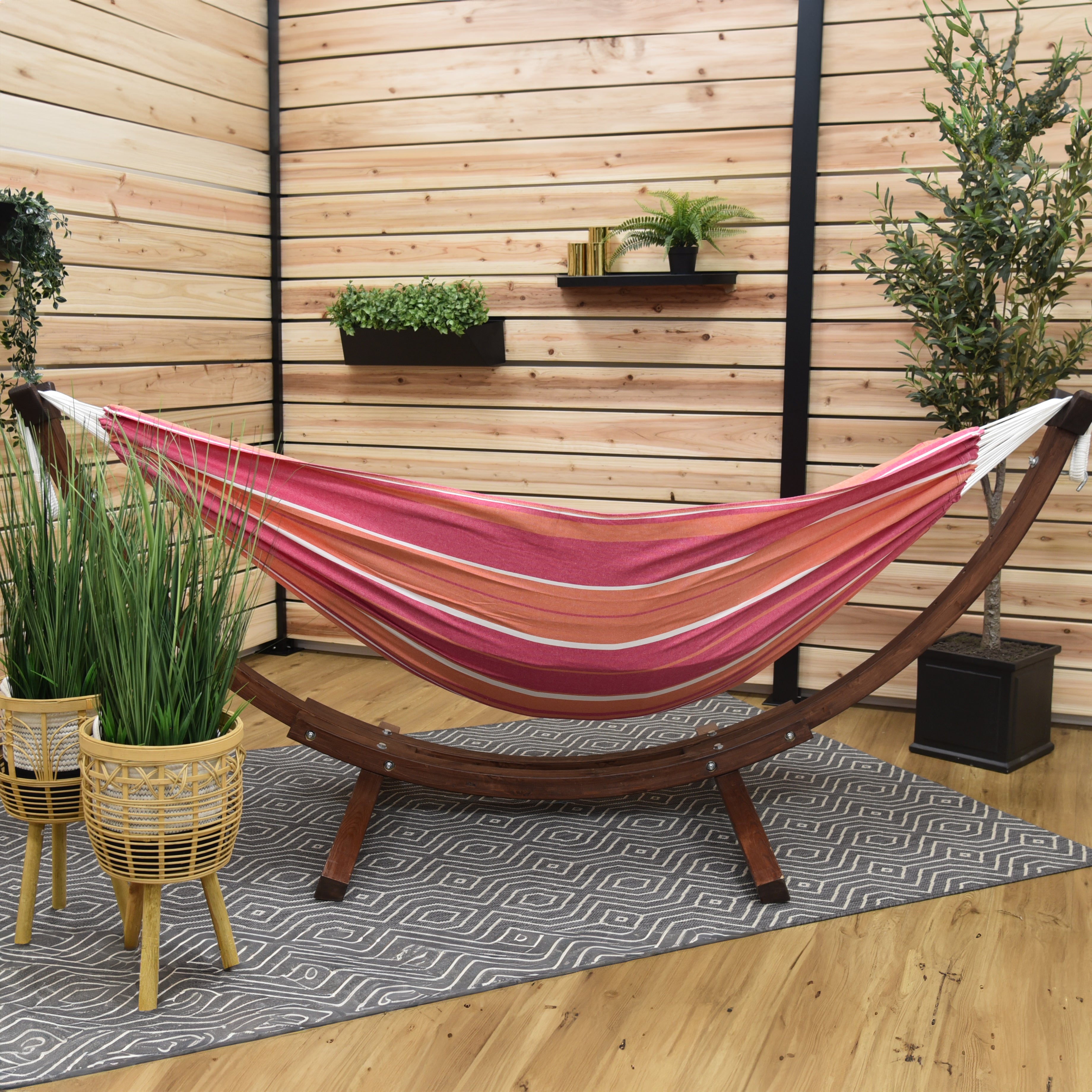 Double Cotton Hammock with Solid Pine Stand (260cm) - Mimosa