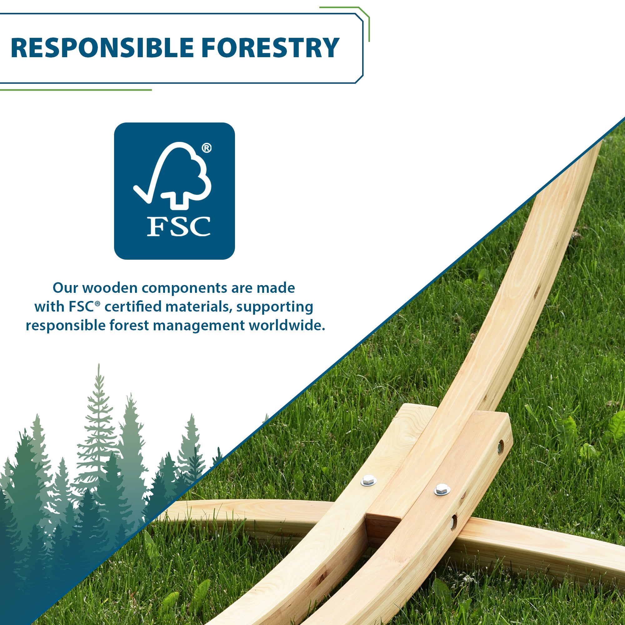 Solid Pine Arc Hammock Stand (305 cm) - Natural