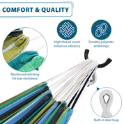 Double Cotton Hammock with Solid Pine Stand (260cm) - Cayo Reef