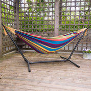 Double Cotton Hammock with Stand (280cm) - Tropical