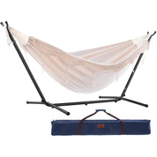 Double Cotton Hammock with Stand (280cm) - Natural with Fringe