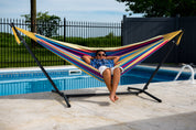 Double Cotton Hammock with Stand (280cm) - Tropical
