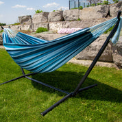 Double Cotton Hammock with Stand (280cm) - Blue Lagoon