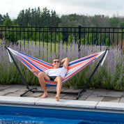 Double Cotton Hammock with Stand (280cm) - Orange Punch